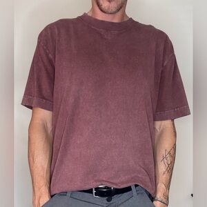 Men's Heavyweight Boxy Fit Washed Maroon Hollister T-Shirt